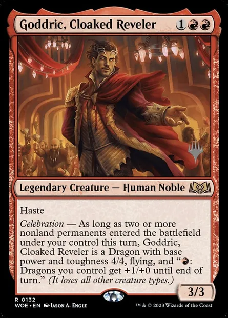 Goddric, Cloaked Reveler, Magic card PWOE 132p — Wilds of Eldraine Promos set
