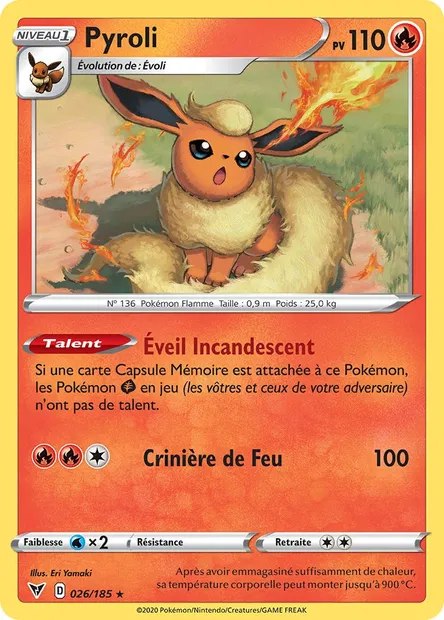 Pyroli, carte Pokémon VIV 26 — extension Voltage Éclatant
