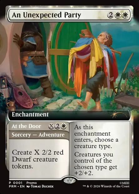 An Unexpected Party // At the Door, Magic card PW26 14 — Wizards Play Network 2026 set