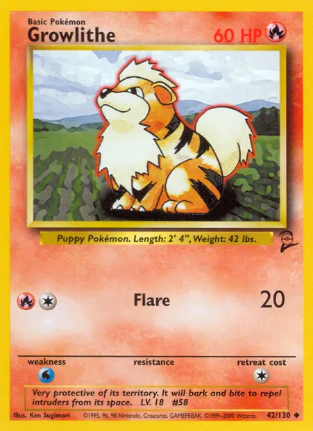 Growlithe, Pokémon card B2 42 — Base Set 2 set