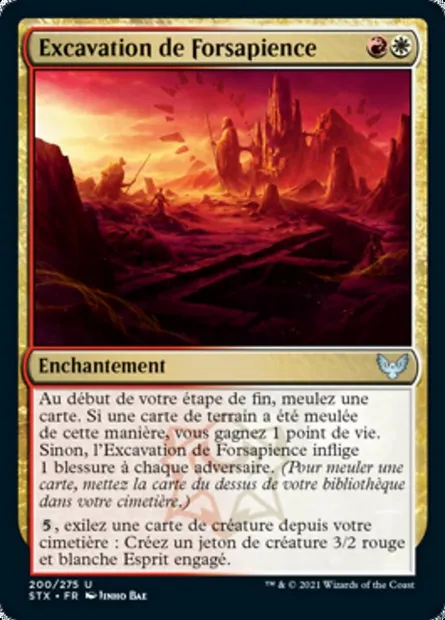 Excavation de Forsapience, carte Magic STX 200 — extension Strixhaven: l'Académie des Mages