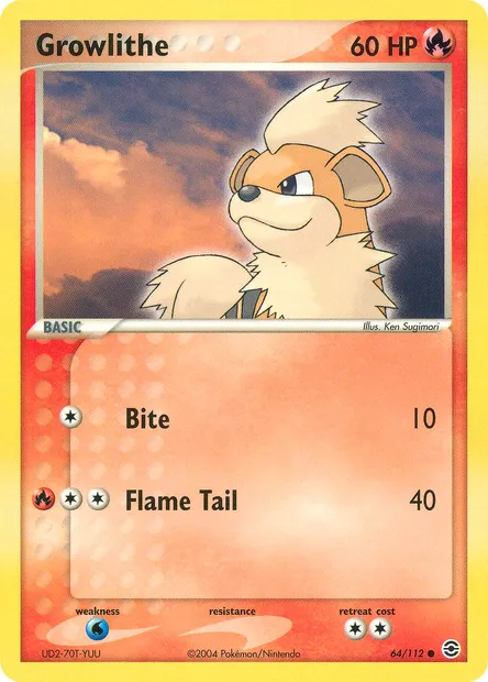 Growlithe, Pokémon card RG 64 — FireRed & LeafGreen set