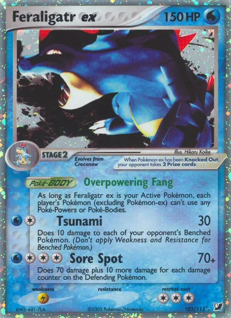 Feraligatr ex, Pokémon card UF 103 — Unseen Forces set
