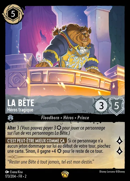 La Bête - Héros tragique, carte Disney Lorcana CH2-173 — extension L'Ascension des Floodborn