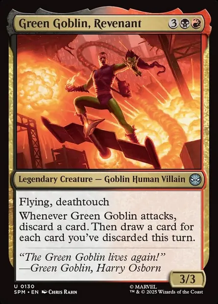 Green Goblin, Revenant, Magic card SPM 130 — Marvel's Spider-Man set