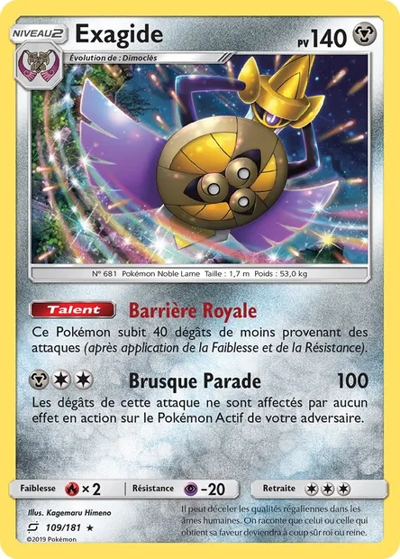 Exagide, carte Pokémon TEU 109 — extension Duo de Choc