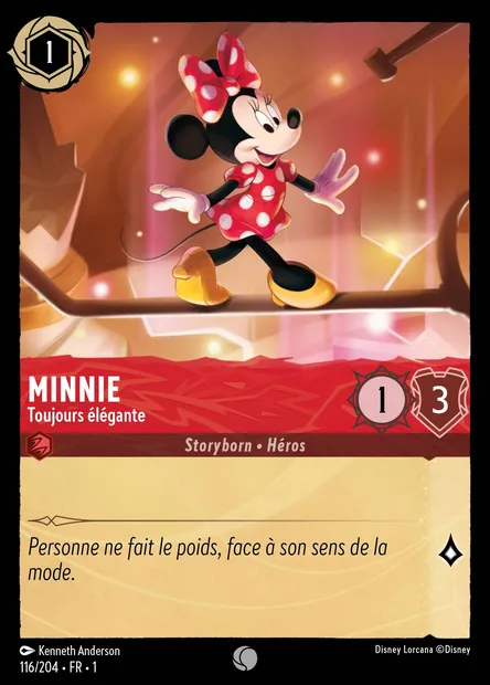 Minnie - Toujours élégante, carte Disney Lorcana CH1-116 — extension Premier Chapitre
