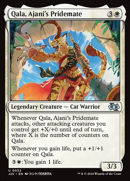Qala, Ajani's Pridemate, Magic card J25 32 — Foundations Jumpstart set