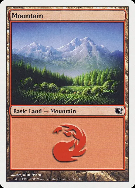 Mountain, Magic card 9ED 343 — Ninth Edition set