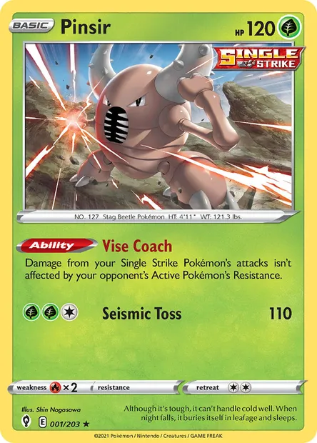 Pinsir, Pokémon card EVS 1 — Evolving Skies set