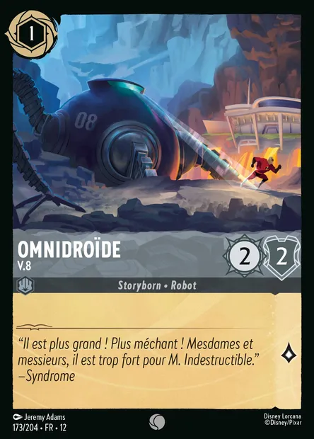 Omnidroïde - V.8, carte Disney Lorcana CH12-173 — extension Contrées Inconnues
