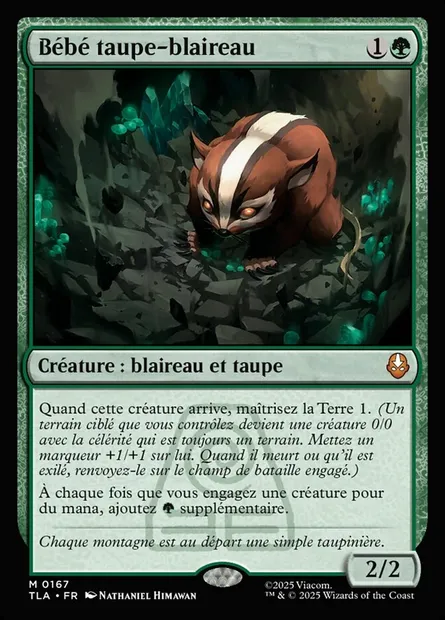 Bébé taupe-blaireau, carte Magic TLA 167 — extension Avatar: The Last Airbender