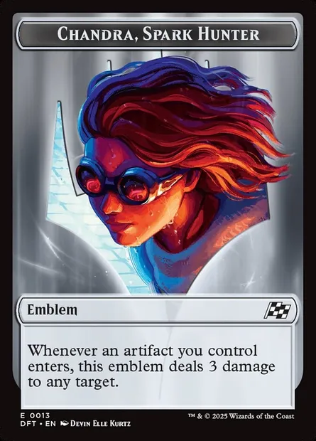 Chandra, Spark Hunter Emblem, Magic card TDFT 13 — Aetherdrift Tokens set
