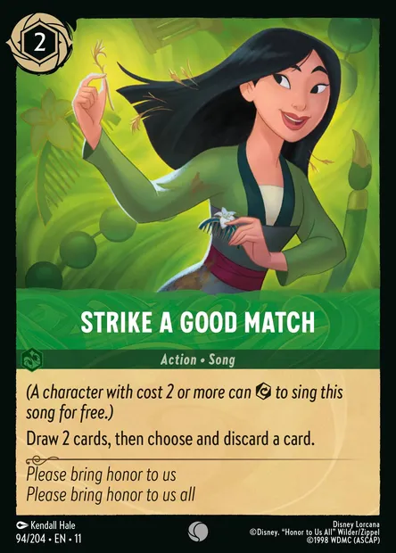 Strike a Good Match, Disney Lorcana card CH11-094 — Winterspell set