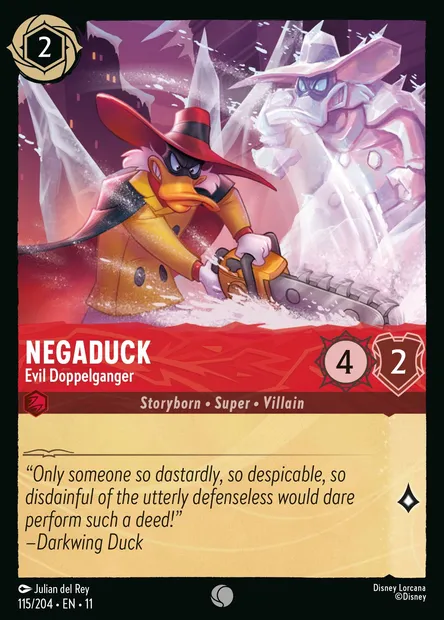 Negaduck - Evil Doppelganger, Disney Lorcana card CH11-115 — Winterspell set