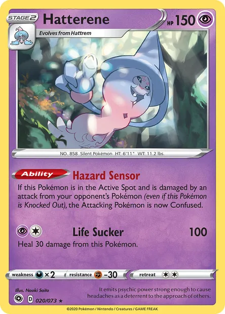 Hatterene, Pokémon card CPA 20 — Champion's Path set