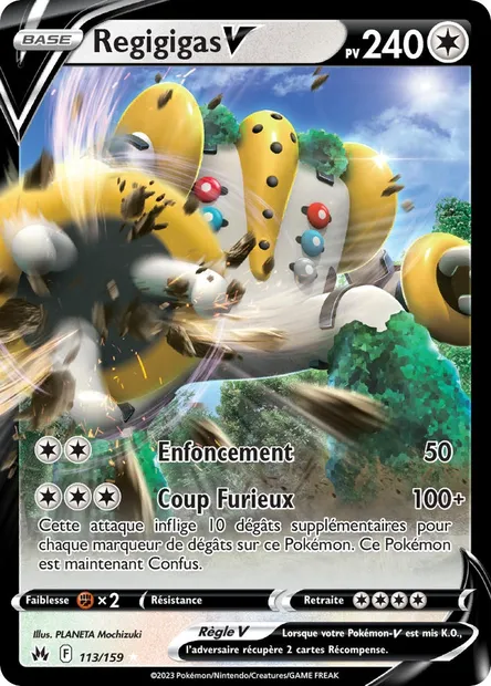 Regigigas V, carte Pokémon CRZ 113 — extension Zénith Suprême