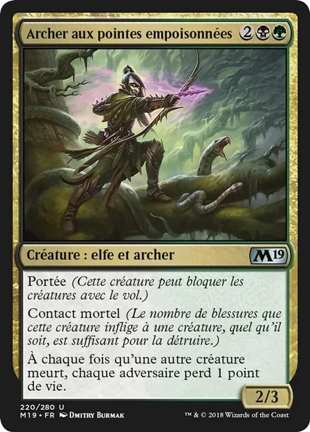 Archer aux pointes empoisonnées, carte Magic M19 220 — extension Core Set 2019