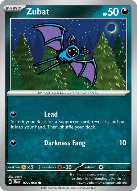Zubat, Pokémon card SFA 027 — Shrouded Fable set