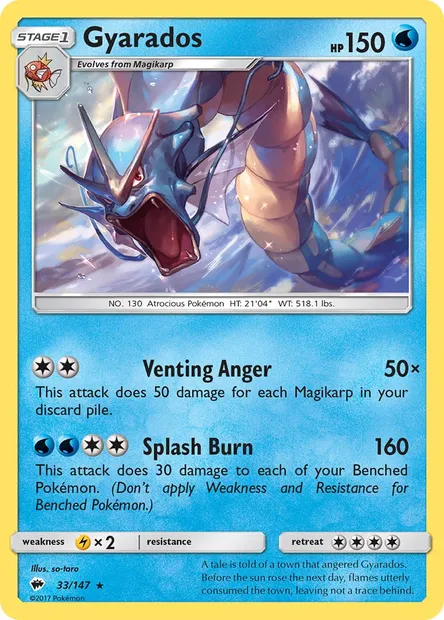 Gyarados, Pokémon card BUS 33 — Burning Shadows set