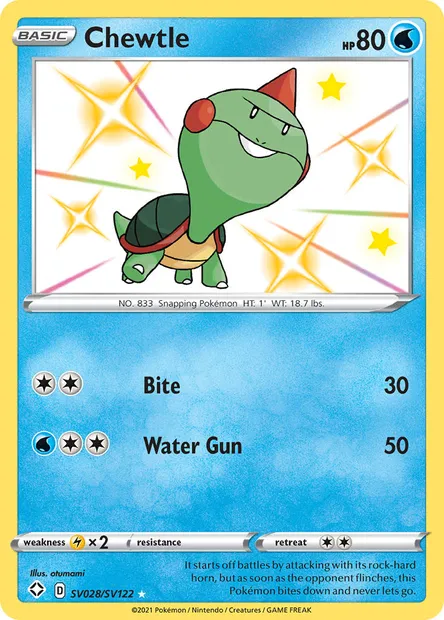 Chewtle, Pokémon card SHF SV028 — Shining Fates set
