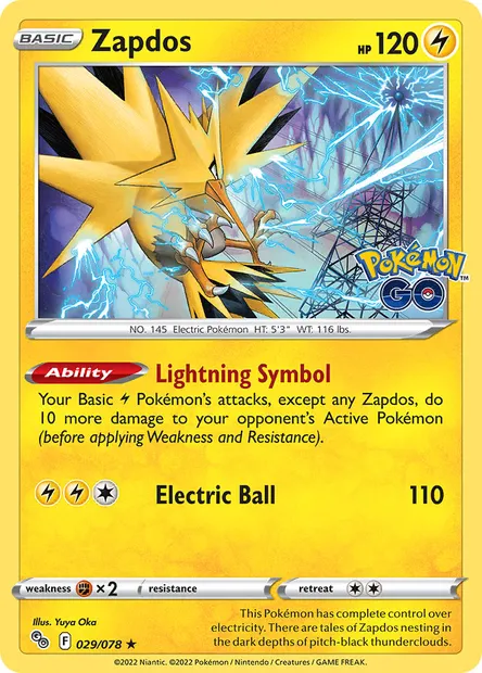 Zapdos, Pokémon card PGO 029 — Pokémon GO set