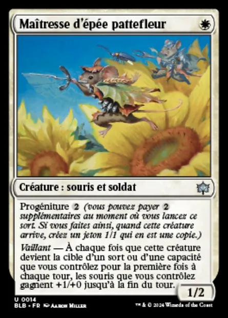 Maîtresse d'épée pattefleur, carte Magic BLB 14 — extension Bloomburrow