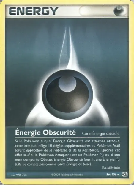 Énergie Obscurité, carte Pokémon EM 86 — extension EX Émeraude
