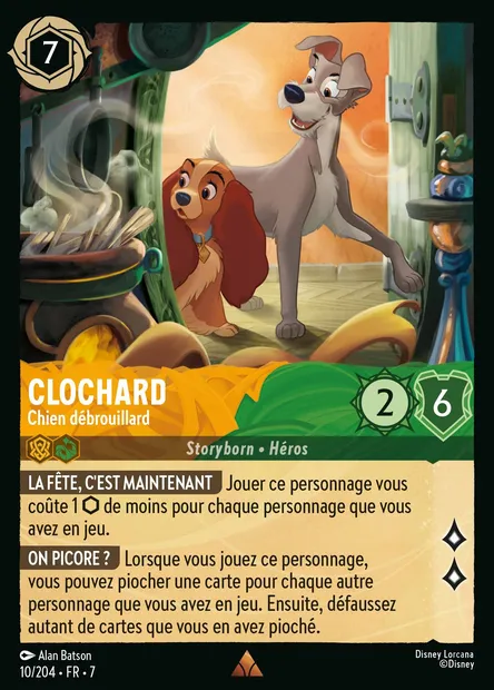 Clochard - Chien débrouillard, carte Disney Lorcana CH7-010 — extension L'île d'Archazia