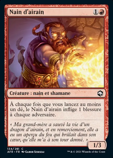 Nain d'airain, carte Magic AFR 134 — extension Forgotten Realms: Aventures dans les Royaumes Oubliés