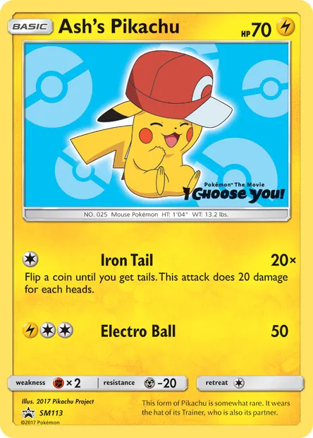 Ash's Pikachu, Pokémon card SM 113 — SM Black Star Promos set