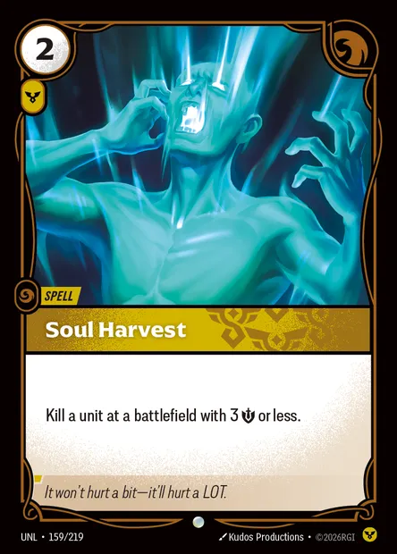 Soul Harvest, Riftbound card UNL 159 — Unleashed set
