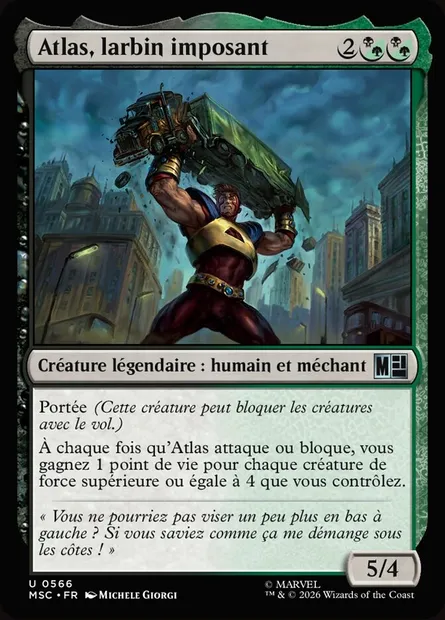 Atlas, larbin imposant, carte Magic MSC 566 — extension Marvel Super Heroes Commander