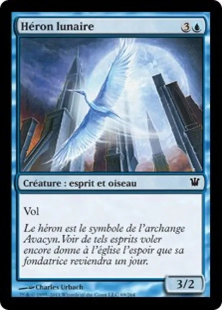 Héron lunaire, carte Magic ISD 69 — extension Innistrad