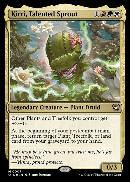 Kirri, Talented Sprout, Magic card OTC 7 — Outlaws of Thunder Junction Commander set