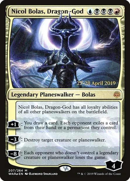Nicol Bolas, Dragon-dieu, carte Magic PWAR 207s — extension War of the Spark Promos