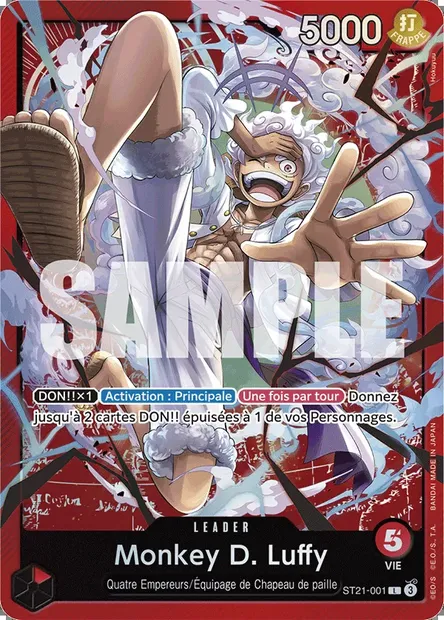 Monkey D. Luffy, carte One Piece ST21-001 — extension GEAR 5TH