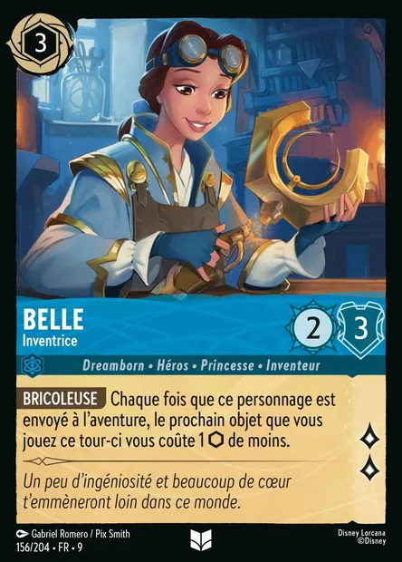 Belle - Inventrice, carte Disney Lorcana CH9-156 — extension Fabuleux