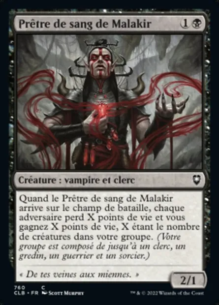 Prêtre de sang de Malakir, carte Magic CLB 760 — extension Commander Légendes : la bataille de la Porte de Baldur