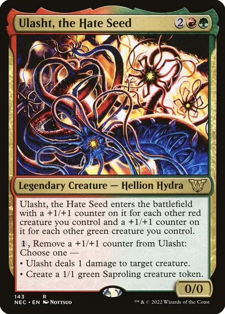 Ulasht, the Hate Seed, Magic card NEC 143 — Neon Dynasty Commander set