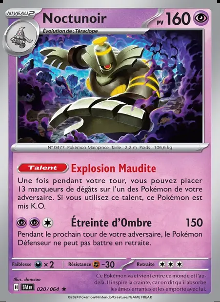 Noctunoir, carte Pokémon SFA 020 — extension Fable Nébuleuse