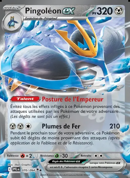 Pingoléon-ex, carte Pokémon PFL 070 — extension Flammes Fantasmagoriques
