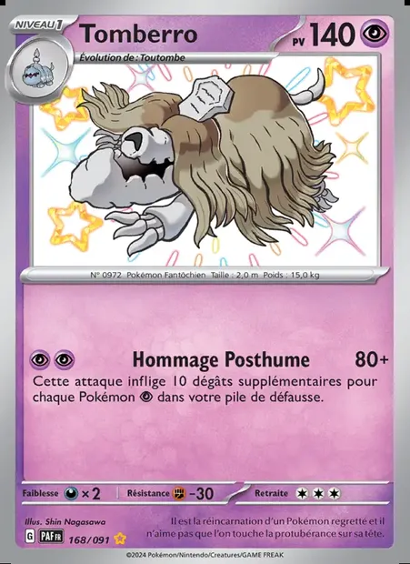 Tomberro, carte Pokémon PAF 168 — extension Destinées de Paldea