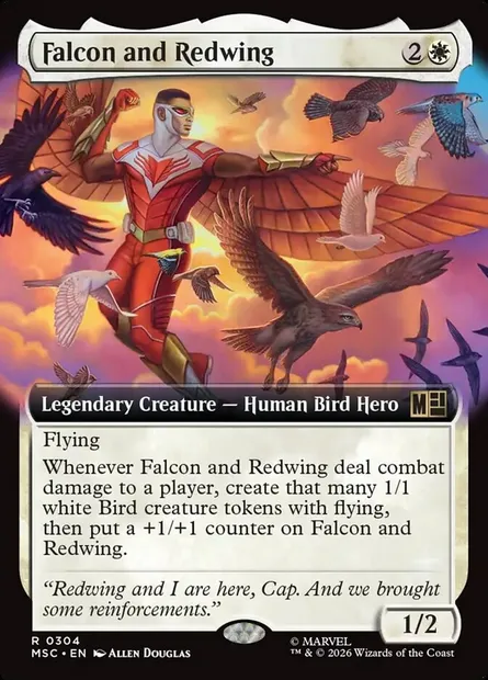 Falcon and Redwing, Magic card MSC 304 — Marvel Super Heroes Commander set