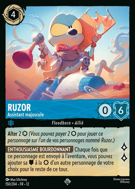 Ruzor - Assistant majuscule, carte Disney Lorcana CH12-150 — extension Contrées Inconnues