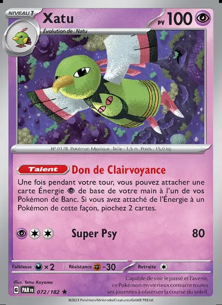 Xatu, carte Pokémon PAR 072 — extension Faille Paradoxe