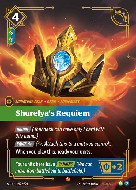Shurelya's Requiem, Riftbound card SFD 192 — Spiritforged set