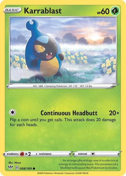 Karrablast, Pokémon card DAA 8 — Darkness Ablaze set