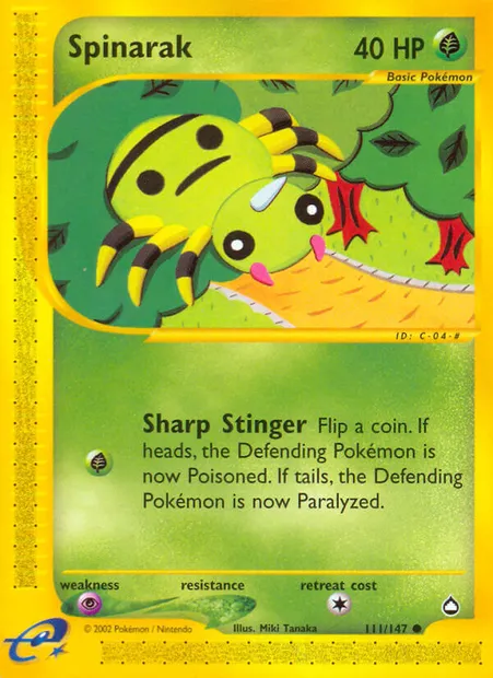 Spinarak, Pokémon card AQ 111 — Aquapolis set
