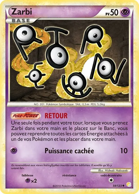 Zarbi, carte Pokémon HS 54 — extension HeartGold SoulSilver